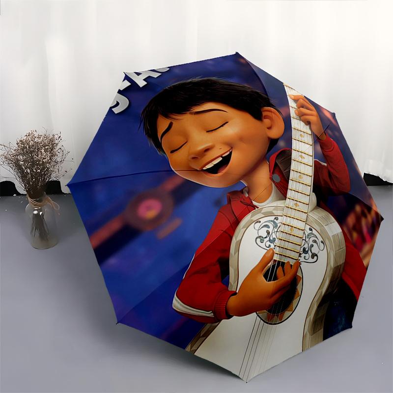 1pc,Coco Automatic Folding Umbrella: Compact 8 Bone Design Cartoon Outdoor Travel Companion, Business Umbrella, Christmas Valentine's Day Bi