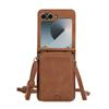 Кожаный кошелек-держатель для карт для Samsung Galaxy Z Flip 7 6 5 4 3 ZFlip Flip6 Flip5 Flip7 с ремешком через плечо Чехол-сумка