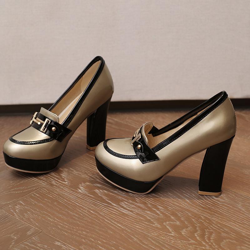 Q/женские туфли на высоком каблуке, модные водонепроницаемые туфли на платформе, на толстом каблуке, цветные низкие туфли большого размера