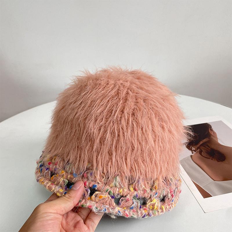 Big Head Circumference Knitted Hat for Women, Small Face In Autumn and Winter, Warm Bucket Hat, Enlarged and Deepened Ear Protector Basin Hat