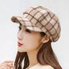 Осенне-зимний новый легкий берет, повседневная модная клетчатая универсальная восьмиугольная шляпа для женщин