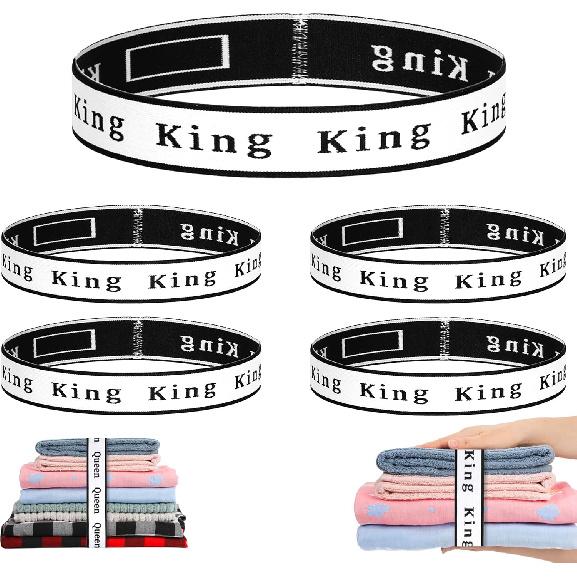 8Pcs Bed Sheet Organizer Bands Sheets Labels for Elastic Bedding Linen Closet Storage Foldable Sheet Set Organizer Sheet Keeper Band King Queen