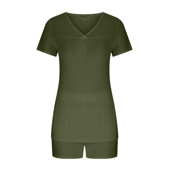 2 шт./комплект, женская летняя пижама, костюм с V-образным вырезом и коротким рукавом, комплект домашней одежды, топ и шорты, комплект свободных шорт, повседневный спортивный наряд