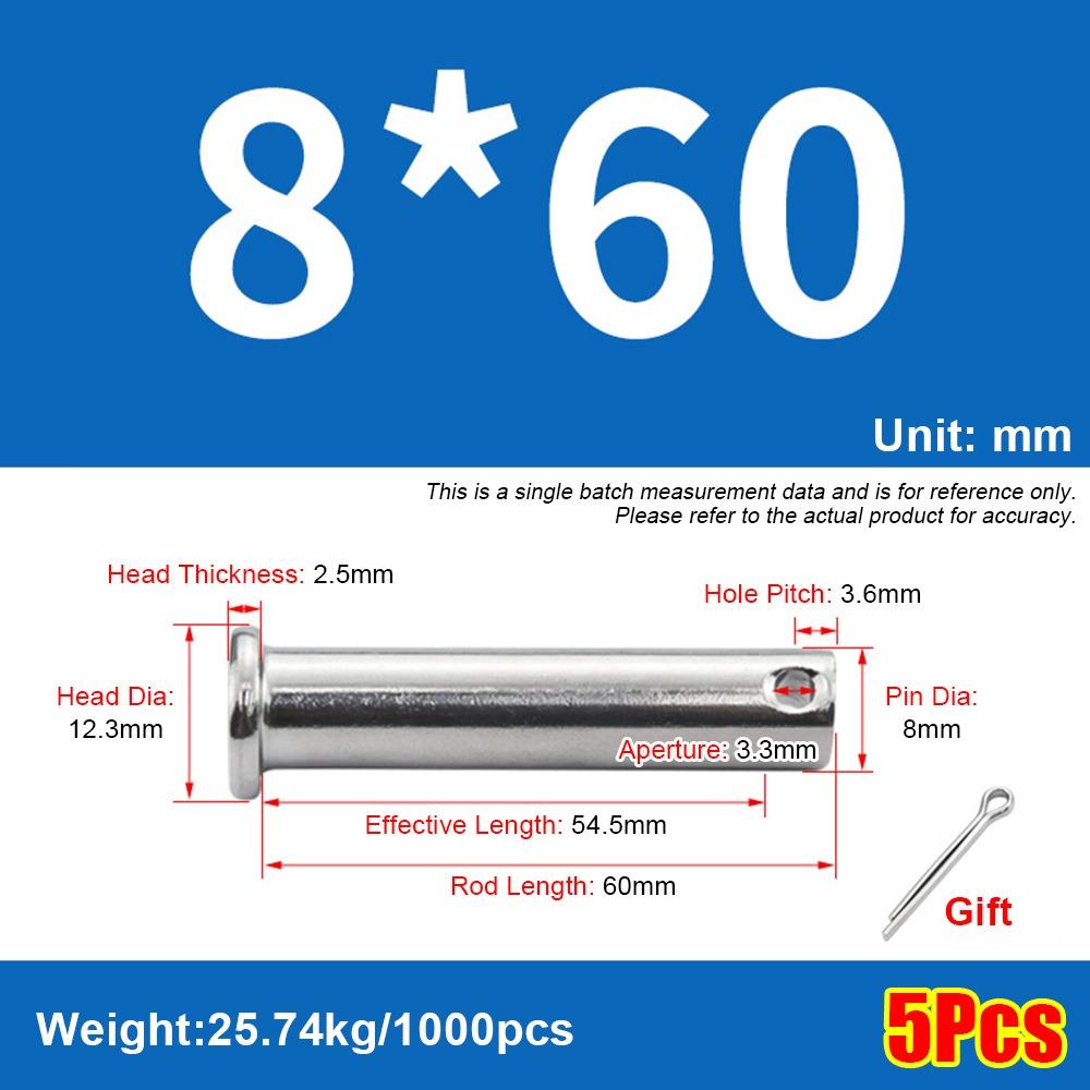 5Pcs/Set Cylindrical Positioning Pin Flat Head Plug Pin Set Durable Pin Shaft Cotter