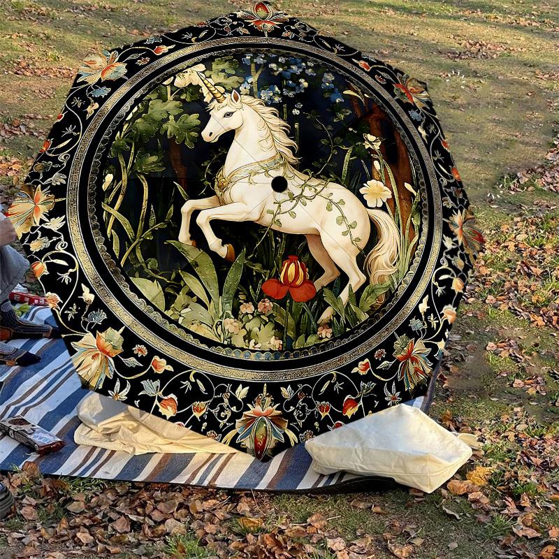1PC Unicorn Forest Umbrella-8-Rib Reinforced, Automatic Open, Lightweight & Durable, Cute Fashion Accessory for Outdoor-W140