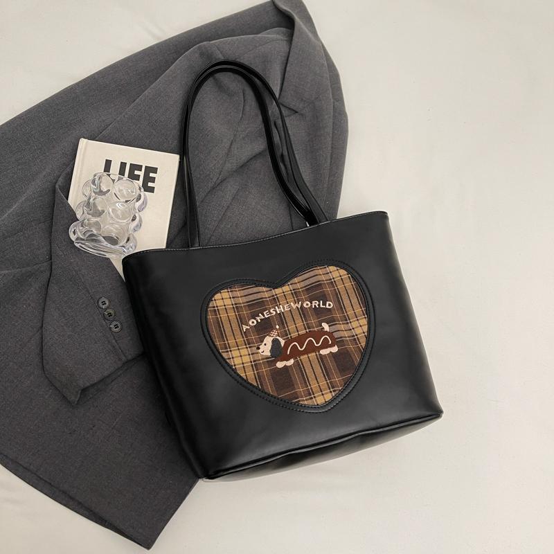 Сумка Happy Dog большой вместимости для женщин, осенняя новая модная ретро-сумка-тоут, клетчатая сумка на одно плечо для поездок на работу