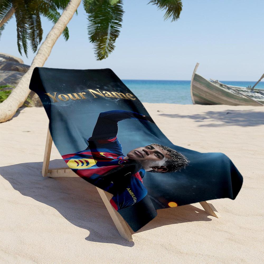 Yamal Customize Your Name Beach Towel Quick-Dry Soft Microfiber Suitable for Swimming Gym Camping Yoga Vacation