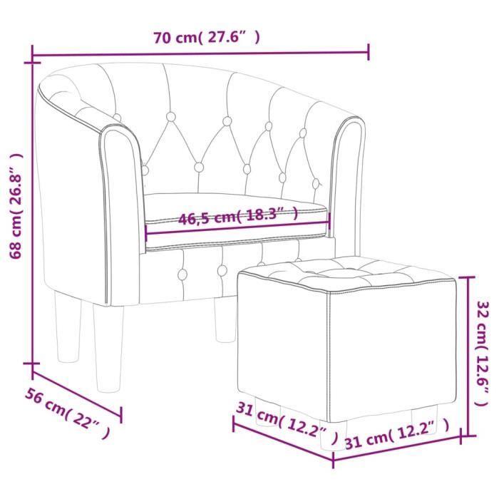 VidaXL Cabriolet Armchair with Footrest Burgundy Red Faux Leather 356467