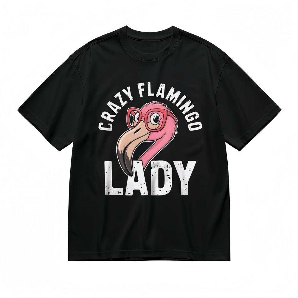 Women's T-Shirt With Wild Flamingo Lady Graphic Unisex Black 100% Cotton Tops