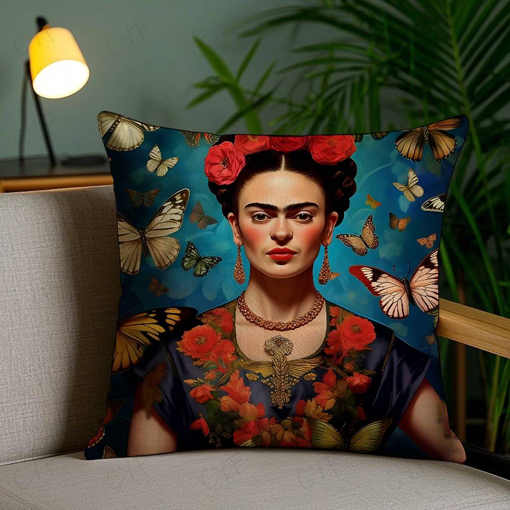 Anime F-Frida K-Kahlo Art Pillow Case Anti-Dustmite Pillowcase Invisible Zipper Silky Short Plush Sofa Cushion Cover