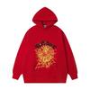 Unisex Oversized Hooded Sweatshirt Set With Spiderweb Foil Print Warm Fleece-Lined Loose Fit Streetwear Men Women