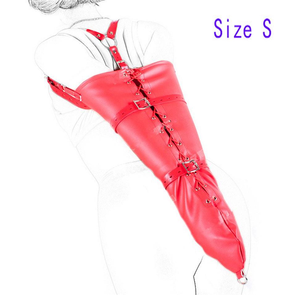 BDSM Bondage Leg/Arm Binder,Behind Back Straight Jacket,SM Leather Armbinder Restraint Slave Lockable Glove With Shoulder