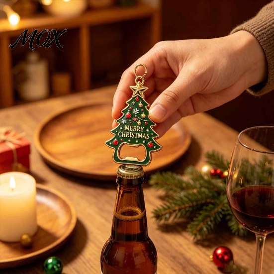 Holiday Kitchen Tools Christmas Tree Bottle Opener, Magnetic Refrigerator Magnet, Heavy Duty Party Favors Metal Beer Opener for Kitchen, Retro
