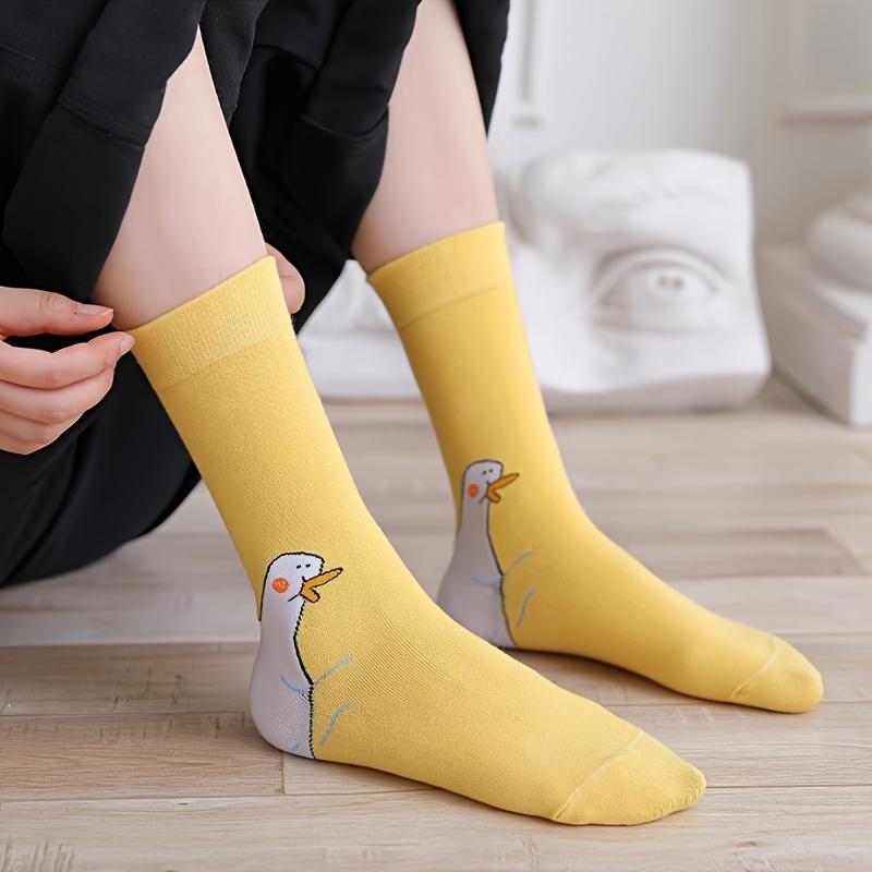 2 пары Новых Мультяшных Носков с Головой Гуся для Женщин, Средней Длины, Хип-хоп Стиль, Причудливые и Коварные Носки с Уткой, Универсальные Повседневные Носки