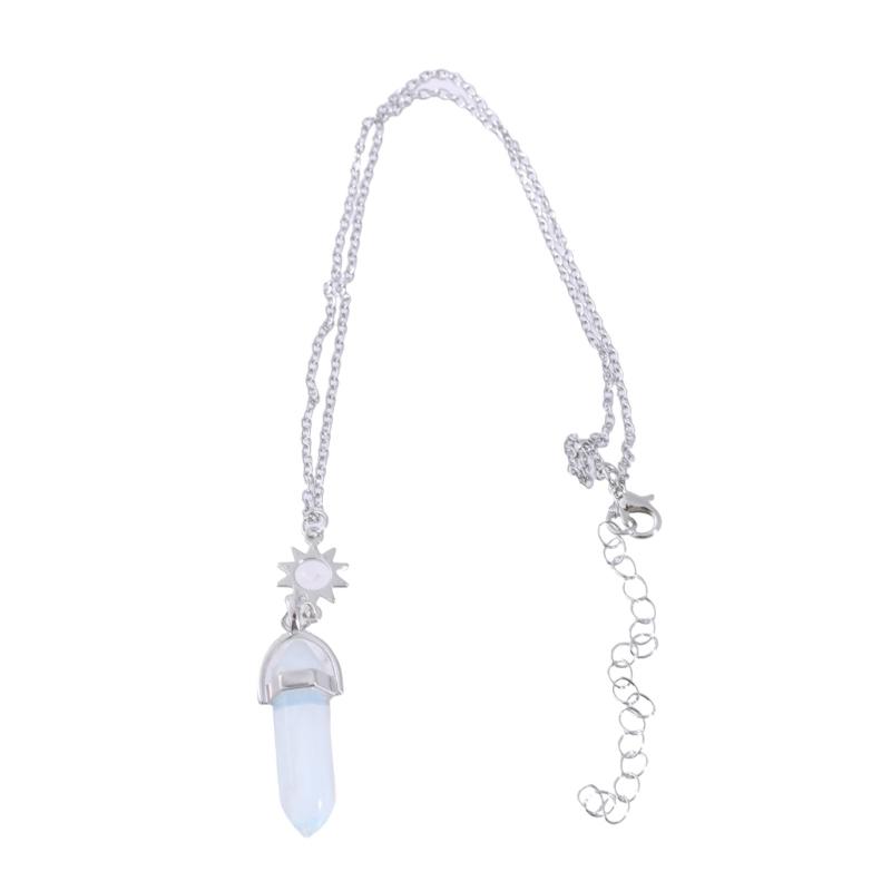 2PCS Natural Stone Hexagonal Column Crystal Pendant for Sun and Moon Charm Best Friends Jewelry Bullet Stone Women BFF G