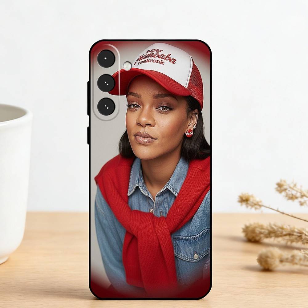 Чехол для телефона популярной певицы R-Rihanna для Samsung Galaxy A73, A72, A71, A70, A53, A52, A51, Других Мягкий черный чехол