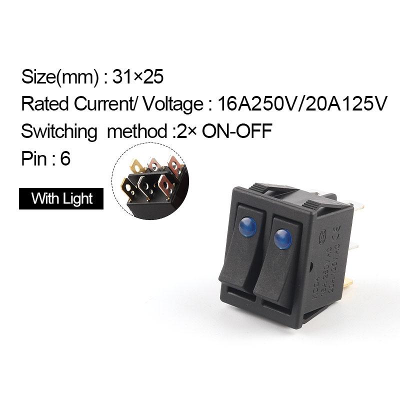 1 шт. двойной кнопочный переключатель света 31*25 мм 6-контактный 2/3-позиционный переключатель питания лодки ВКЛ-ВЫКЛ/ВКЛ-ВЫКЛ-ВКЛ 16A/250V 20A/125V KCD4