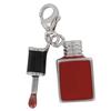 [Q4931] - Silver Charm Pendant 'Lipstick' Silver Red (rhodium Plated) - 15x15 Mm
