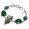 Pyrite Agate Green Onyx Gemstone 925 Silver Plated Jewelry Bracelet 6-8"