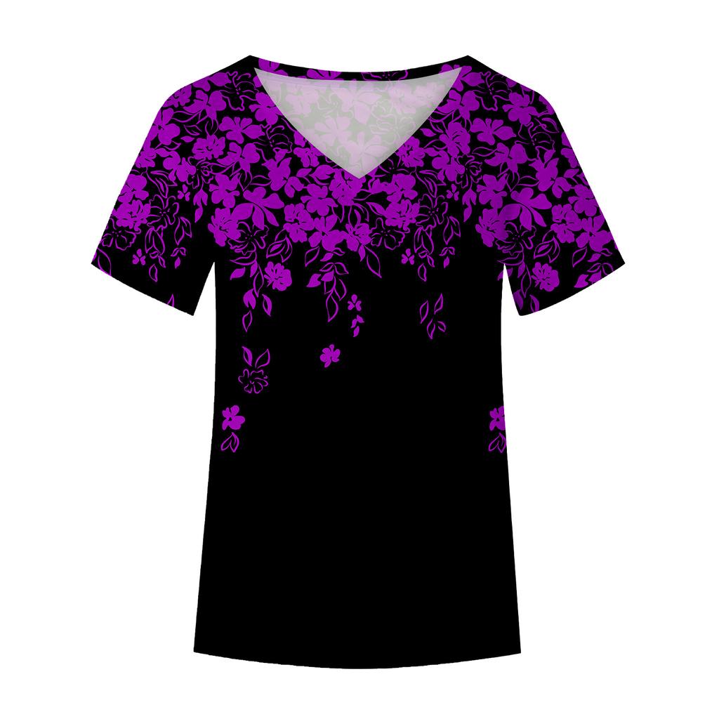 Butterfly Themed 3D Printed T-shirt V-neck 3D Printed Women's Short Sleeved T-shirt Top