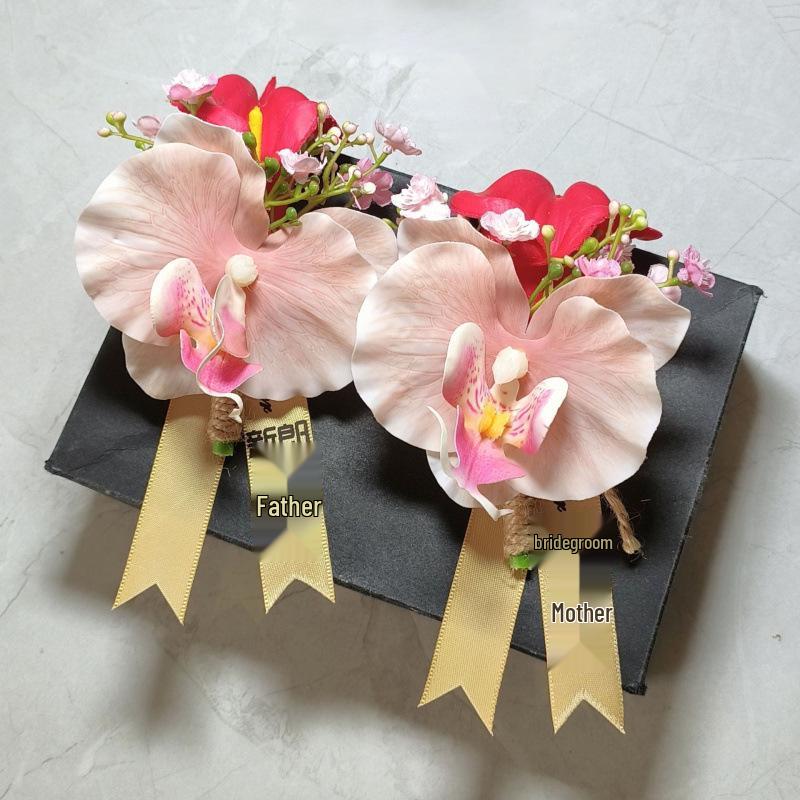 Calla Lily & Phalaenopsis Wedding Corsage Set for Bride, Groom's Parents, Business Meetings.