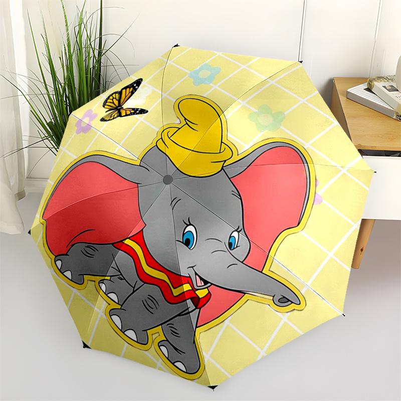 Dumbo Themed Travel Umbrella-8 Ribs Automatic Opening and Closing, Portable Folding Design, Compact and Stylish Umbrella Suitable for Outdoo