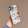 Cute Kitty Luxury Rhinestone Anti-Fingerprint Silicone Phone Cases for 17 Pro Max 16 15 14 13 Bling Sparkly Glitter Soft