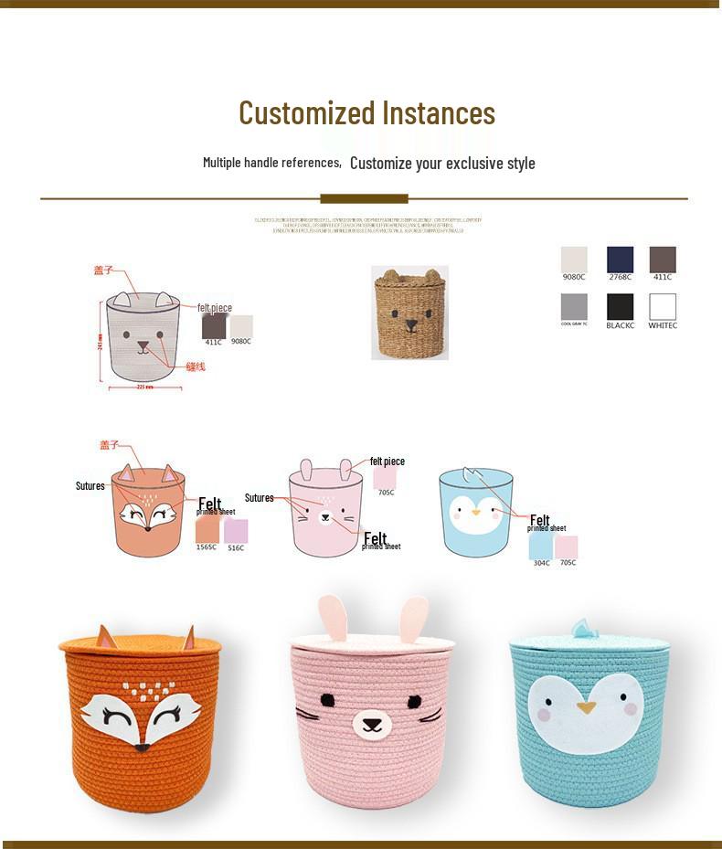 Корзина для хранения из плетеной хлопковой веревки большой вместимости для белья или игрушек