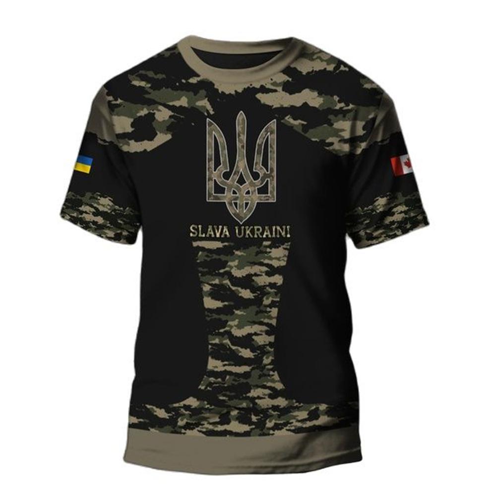Ukraine Flag Camo Printed 3D T-shirt Summer Ukrainian Veterans Training Clothes Personality Teenage Short Sleeved O-neck Top