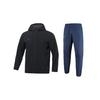 Solid Color Hooded Jacket Woven Sports Long Pants Casual Sports Suit Men Suit Black Academy-Blue 22600401-001+22500706-408