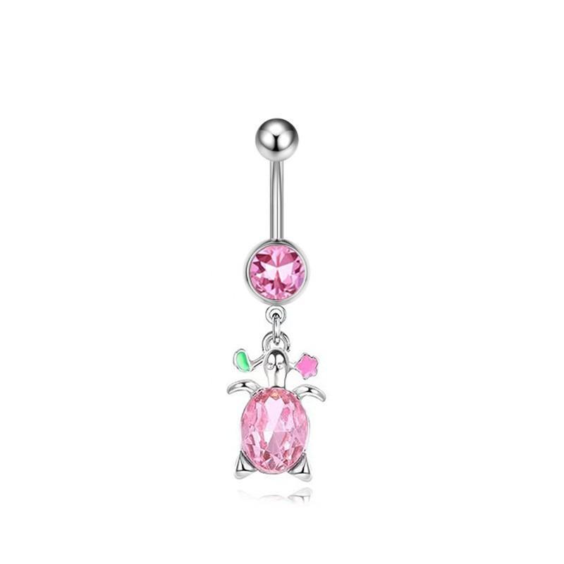 Women Pink Zircon Belly Button Ring Fashion Novelty Navel Jewelry Sweet Jelly Pink