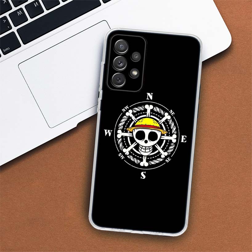 One Piece Black Art Crtoon Phone Case For Samsung Galaxy A53 A52 A73 A72 A12 5G A13 A22 A23 A32 A33 A02S A03S A42 A43 A50S Coque
