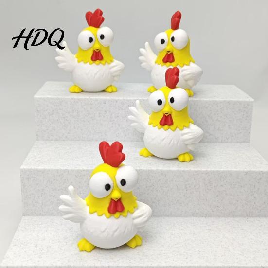 Настольный антистресс 3D-печатная фигурка мультяшного петуха Мини Милое животное с большими глазами