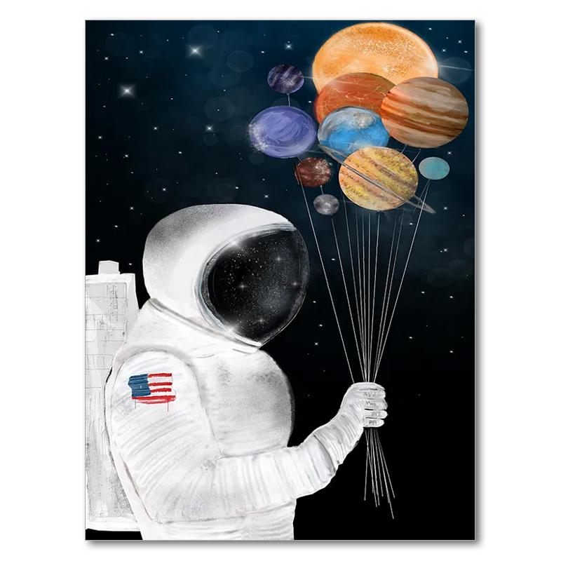Детская комната Декор Космос Планета Искусство Печать Холст Картина Картины для Стены Украшения Настенные Картины Настенная Роспись