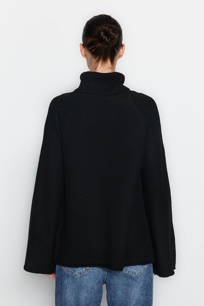 Women's Fashionable Stylish Sweater Mink Soft Textured Turtleneck Wide Fit Knitwear Sweater