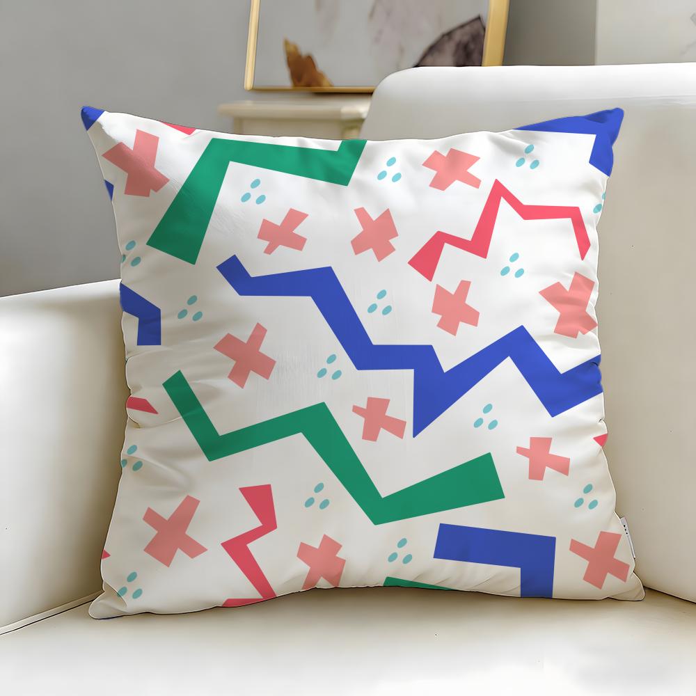 art theme Memphis seamless patterns Cushion Cover Soft EasyWash Pillow Case Versatile for Couch Bed Travel and Office
