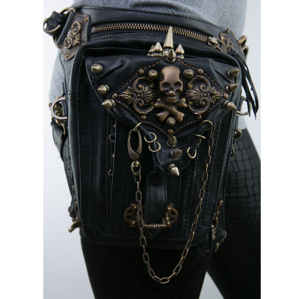 Motorcycle Leg Bag for women,Medieval Women Steampunk Gothic Motorcycle Leg Bag with Belt Assassin