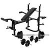 vidaXL Training Bench with Weight Support Dumbbell Set 60.5kg