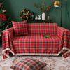 Christmas Plaid Couch Cover with Tassel Washable Sofa Covers Couch Furniture Protector Seat Slipcover Sofa Towel for Living Room