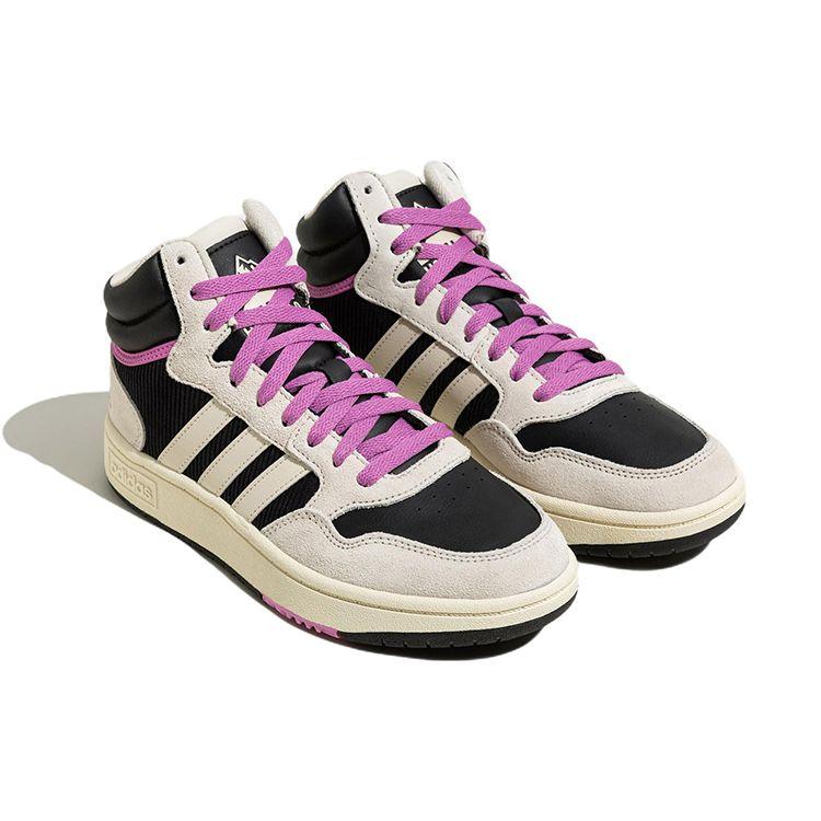 Adidas Neo Hoops 3.0 Magic Ring Удобные Легкие Прочные Нескользящие Скейтбордические Кроссовки Средней Высоты Унисекс Скейтбордические Кроссовки Черные Белые Фиолетовые HP6904