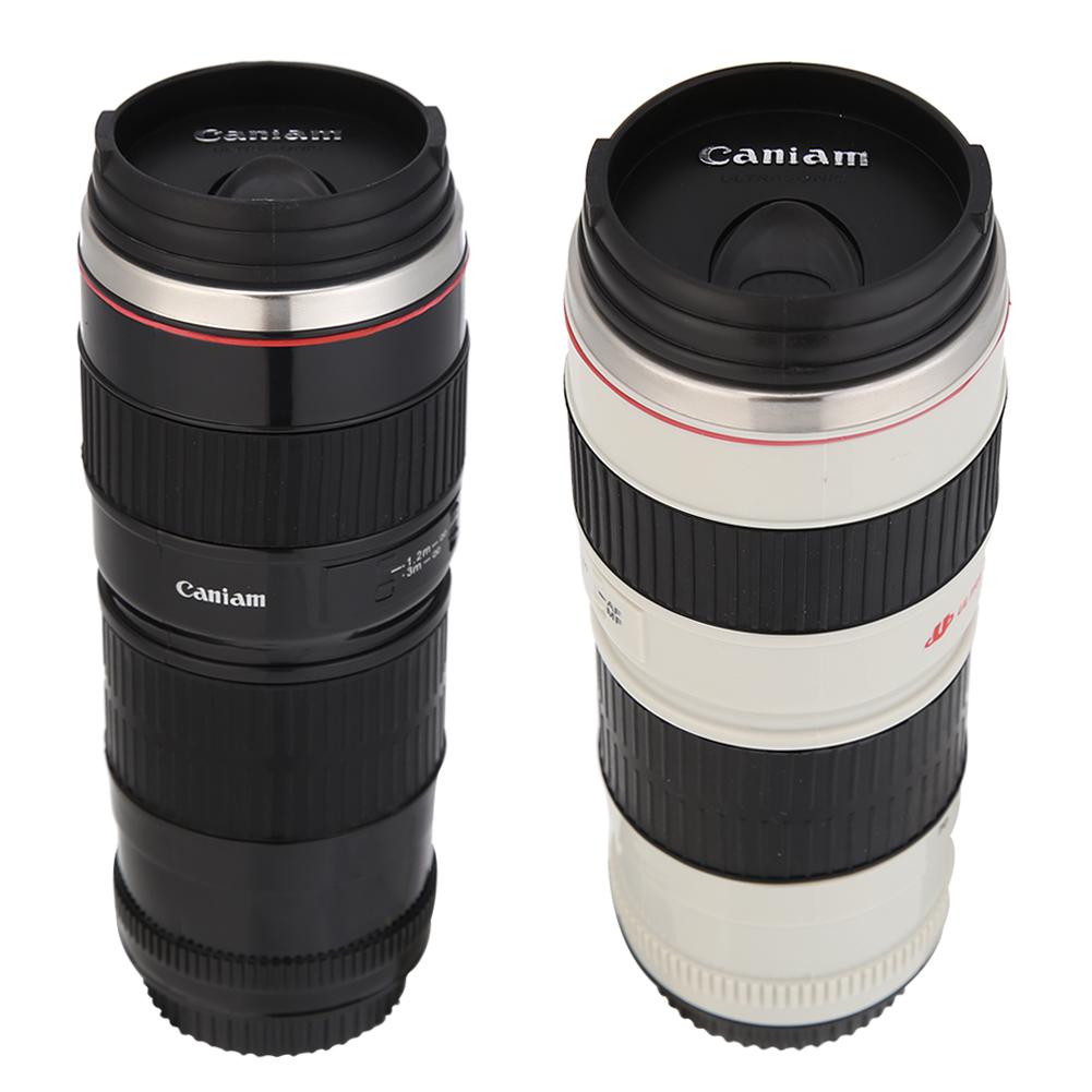 Кружка для кофе и чая из нержавеющей стали, 400 мл, в форме объектива камеры, термокружка с крышкой