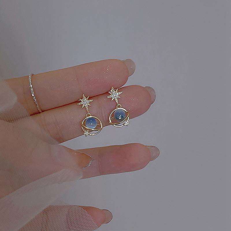 Серьги Sweet Blue Pentagram Серьги Simple Temperament Advanced Star из циркония