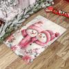Christmas Snowman Print Area Rug with Pink Scarf Carpet for Living Room Kitchen Bedroom and Home Decor Ideal Gift for Christmas