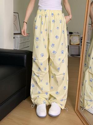 Летние повседневные широкие брюки с принтом для женщин, модные тонкие прямые брюки, новые женские брюки