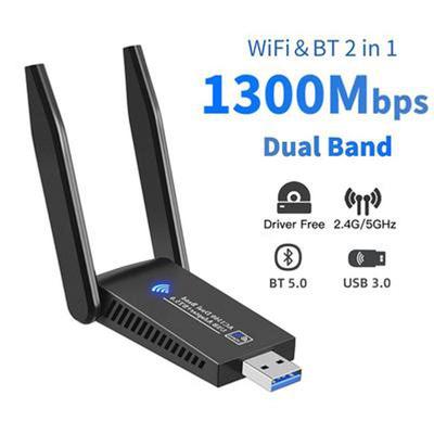 1300M двухдиапазонный USB 3.0 Wi-Fi адаптер Bluetooth 5.0 Dongle Приемник-передатчик 2,4 ГГц/5 ГГц 802.11b/n/g/ac Беспроводная сетевая карта для ПК/ноутбука