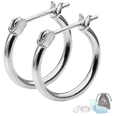 GOKEI Кольцо 925 пробы Чистое Кольцо Серьги из золота для металлической аллергии, 16 мм, Кольцо, Серебро, Серебро, Серьги, Женские, Уши, 20G, Кольцо, Простое, Хрящ, Мужские,