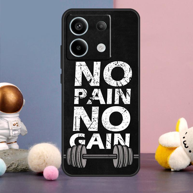 No Pain No Gain Gym Case For Xiaomi Redmi Note 13 9 10 11 12 14 15 Pro Plus Redmi 15 15C 14C 10C 12C 13C Cover