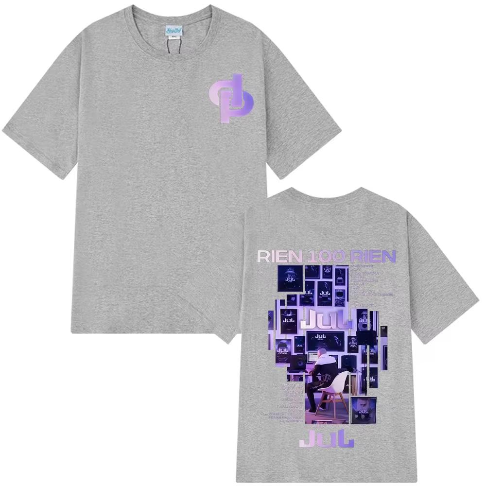 2025 Rapper Jul Rien 100 Rien Album Tour Graphic Print Unisex Hip‑Hop Loose Fashion T-shirt