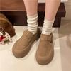 Womens Flat Shoes 2024 Selling New Comfortable Faux Suede Versatile Thick-soled Walking Shoes Buckle Design Outdoor Casual Shoes