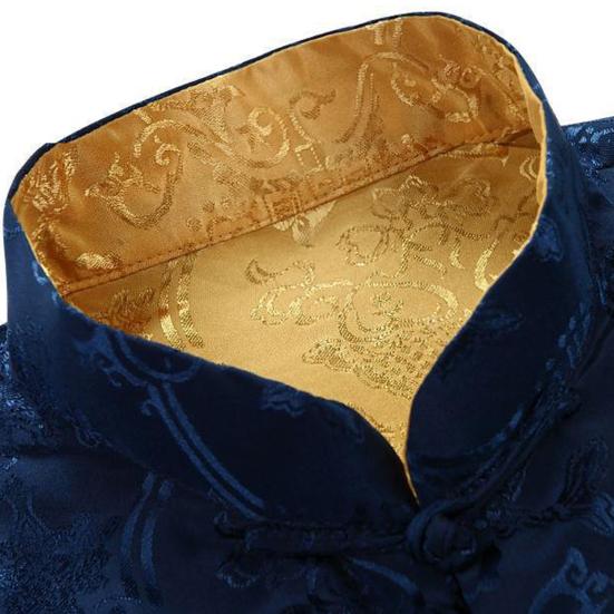 Куртка Тан Ретро с длинным рукавом Двусторонняя в китайском стиле Традиционная одежда Сохраняет тепло Воротник-стойка Винтажная китайская рубашка для повседневной жизни